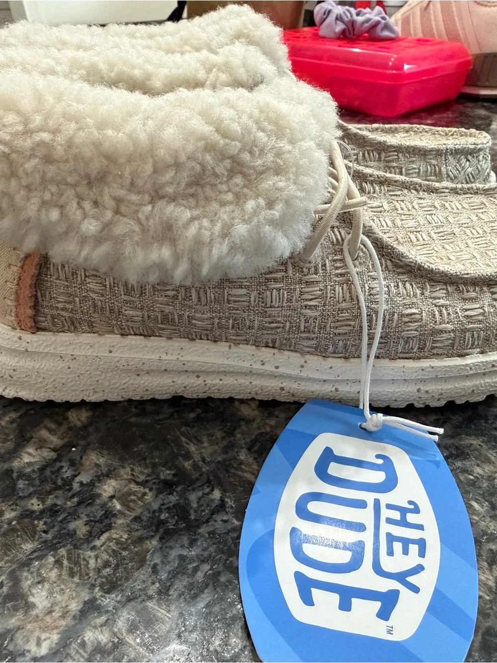 Hey Dude Kids Cream Cozy Moccasin Slip-Ons